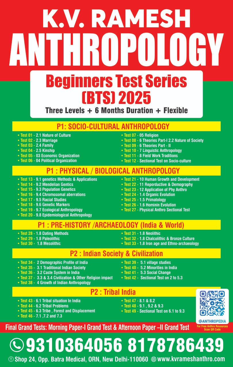 Chapter Wise Test Series - Anthropology by K.V RAMESH